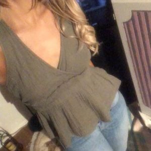 American eagle halter top green 90’s fairy linen cottagecore Gypsy babydoll y2k